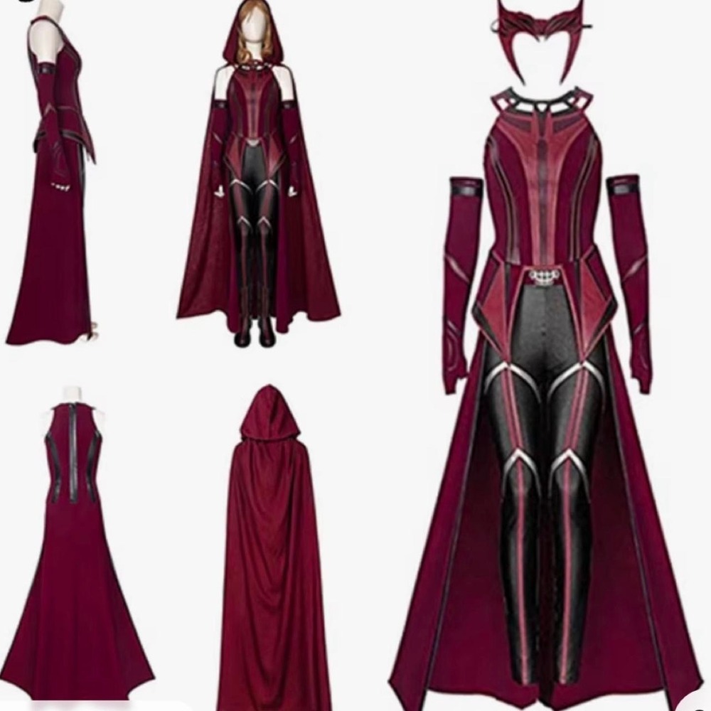 Scarlet Witch WandaVision Cosplay Costume Womens L Cape Crown Gloves Pants